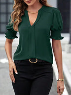 Notched Half Sleeve Blouse (27)