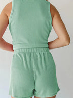 Round Neck Sleeveless Top Shorts Set (11)