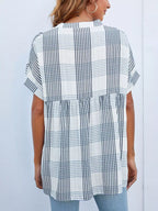 Notched Short Sleeve Blouse (3)