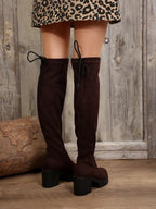 Leopard Round Toe Block Heel Boots (8)