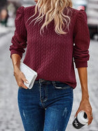 Texture Round Neck Long Sleeve Sweatshirt (19)
