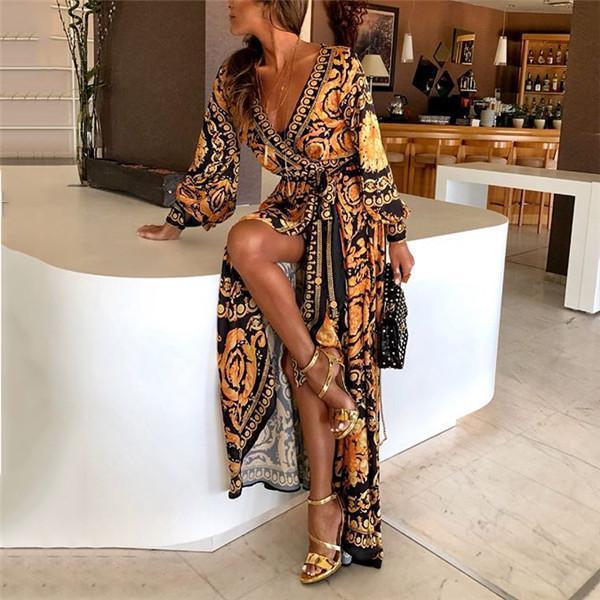 Vintage V-neck Pullover Print Dress photo 3