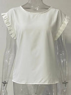Ruffled Round Neck Cap Sleeve Blouse (11)