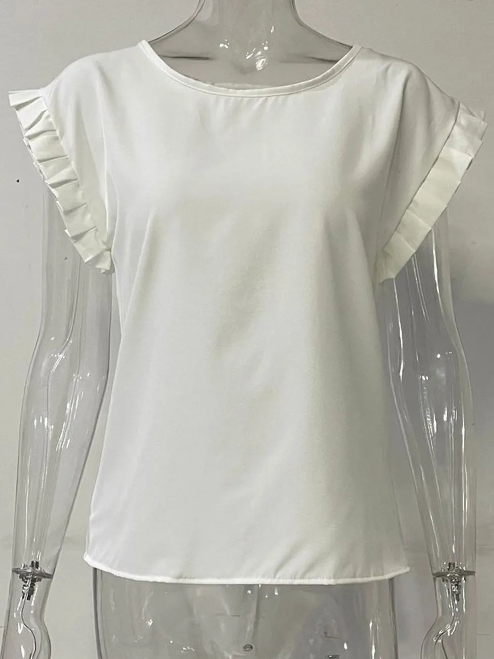 Ruffled Round Neck Cap Sleeve Blouse (11)
