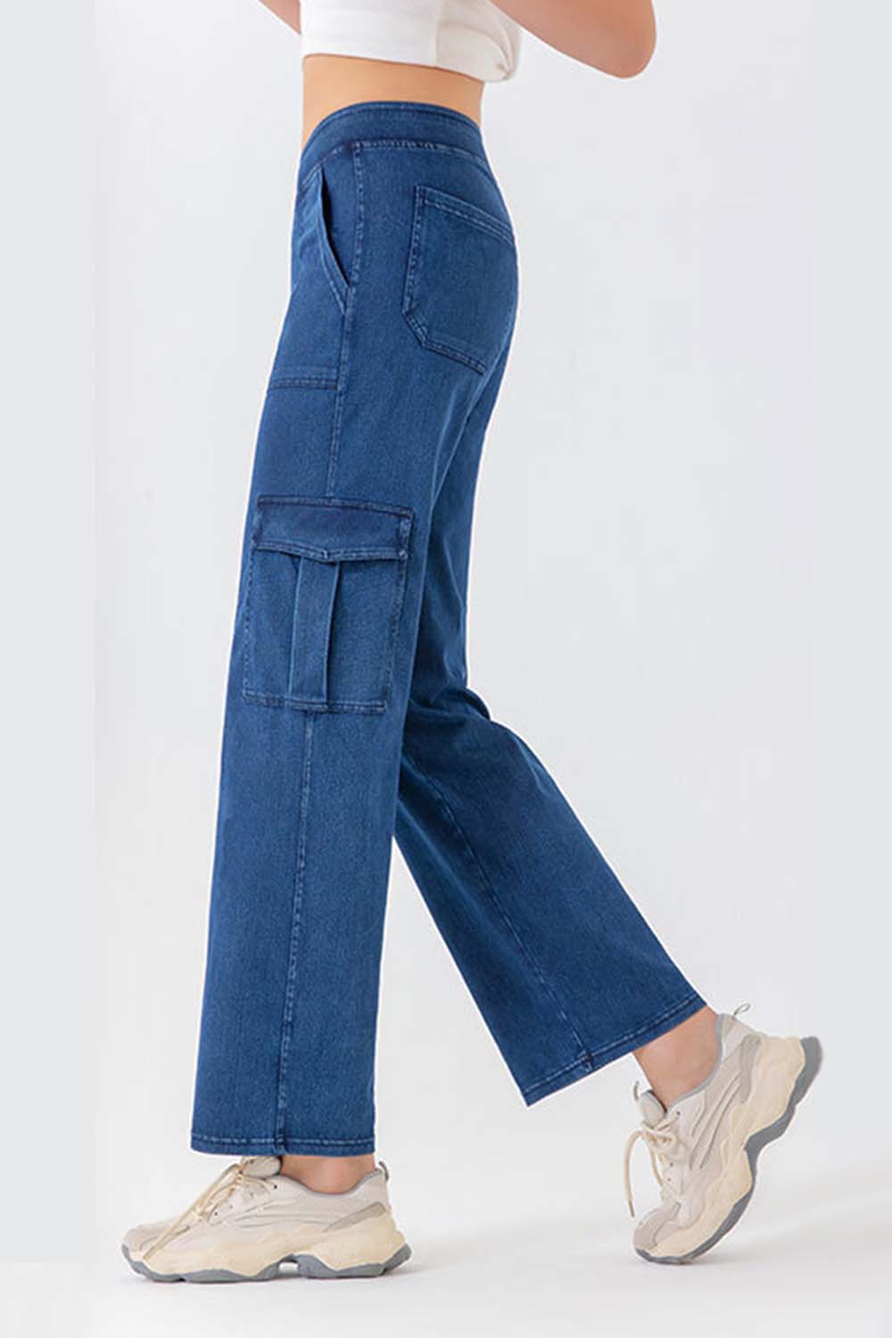 Buttoned Pocketed Long Jeans (11)