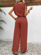 Lace Trim Round Neck Top Pants Set (10)