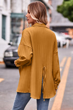Slit Dropped Shoulder Longline Shirt (10)