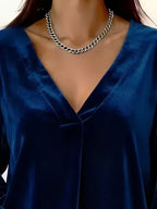 Full Size Velvet V-neck Long Sleeve Blouse Plus (2)