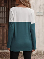 Contrast Round Neck Long Sleeve T-shirt (6)