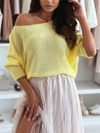 Bow Back Boat Neck Batwing Sleeve Sweater (3)
