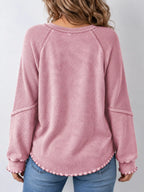 Waffle Knit Raglan Sleeve Sweatshirt (14)