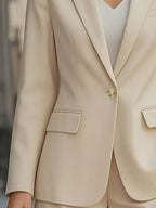 Lapel Collar One Button Blazer (3)