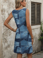 Patchwork Denim Sleeveless Dress (2)
