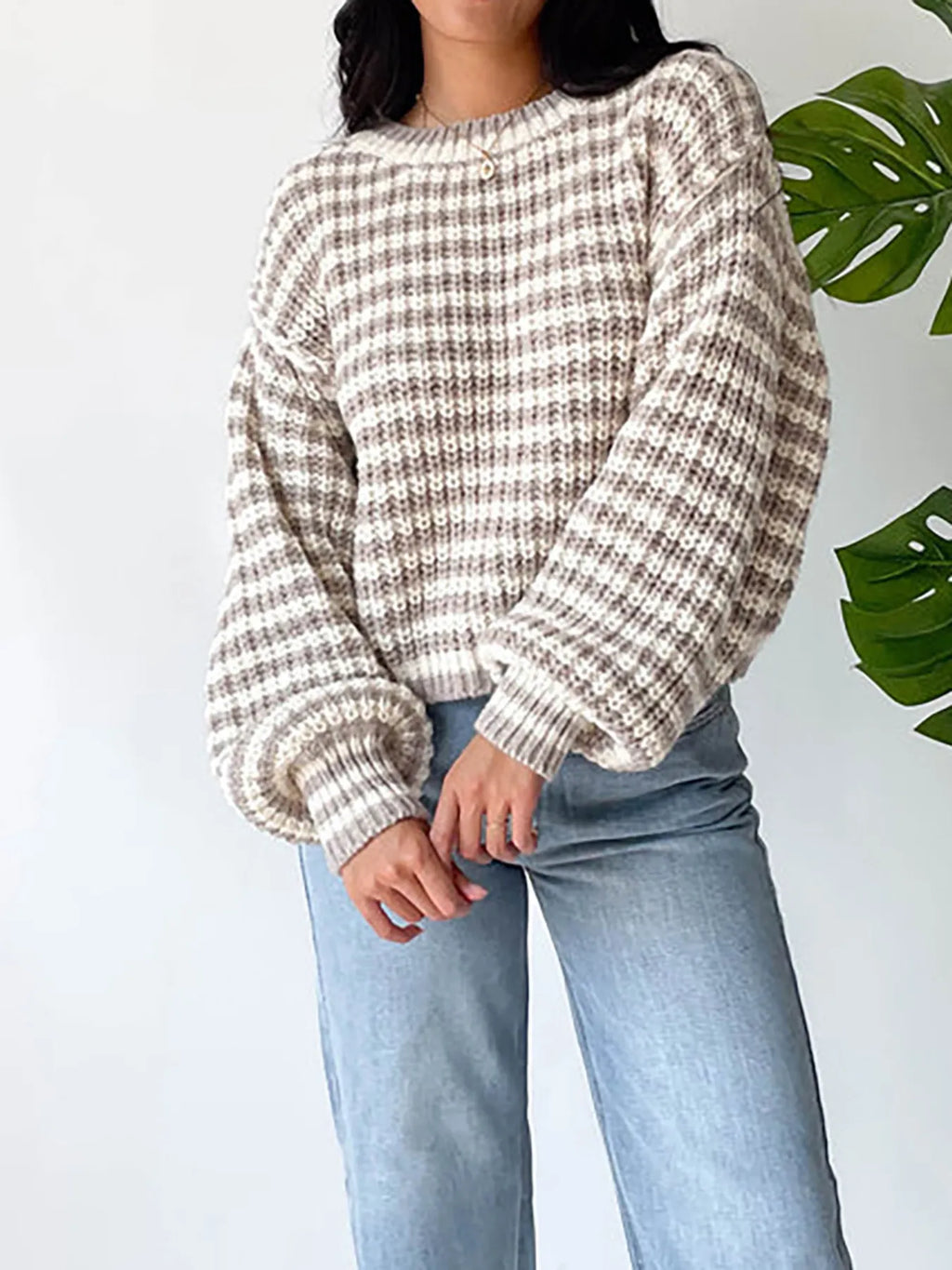 Oversized Striped Drop Shoulder Sweater (13)