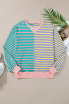 Contrast Stripes Round Neck Long Sleeve Sweatshirt (6)