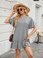 Round Neck Short Sleeve Mini Dress (7)