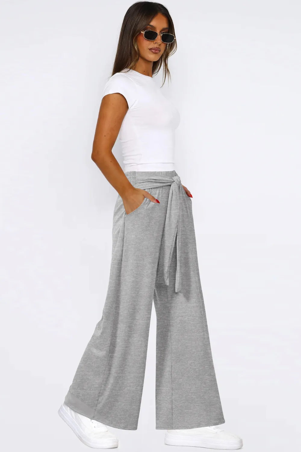 Tied Pocketed Wide Leg Pants (2)