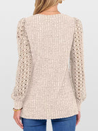 Lace Sleeve V-neck T-shirt (9)