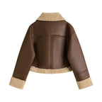 Stand Collar Fur Integrated Lamb Short Coat photo 4