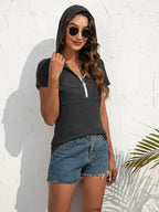 Half-zip Short Sleeve Hooded Top (3)