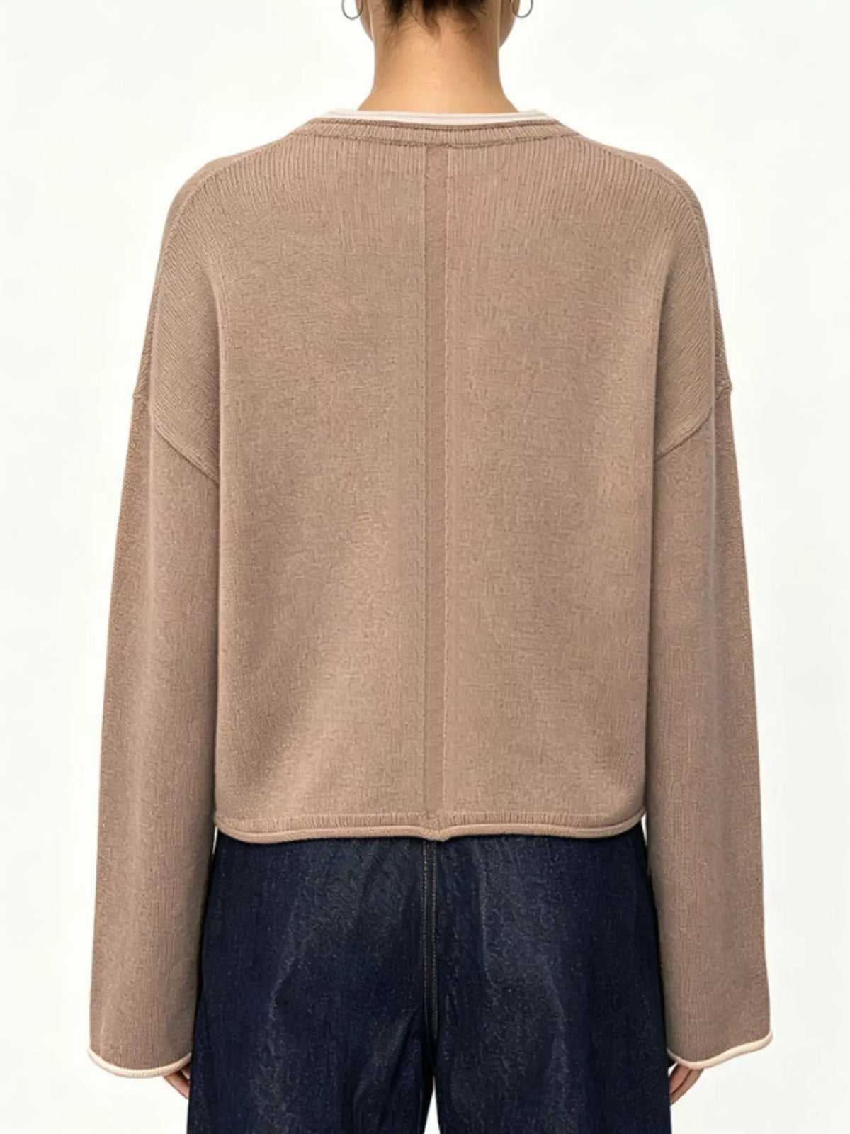 Crew Neck Dropped Shoulder Sweater (3)