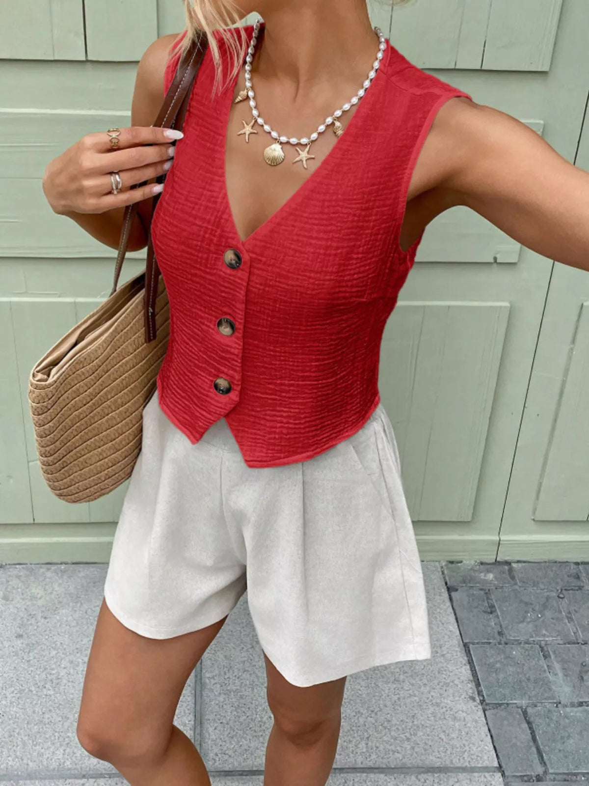 Textured Button-front Vest (12)