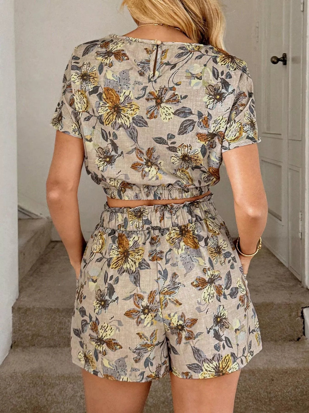 Floral Print Crop Top Shorts Set (8)