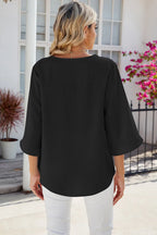 V-neck Three-quarter Sleeve Top (12)