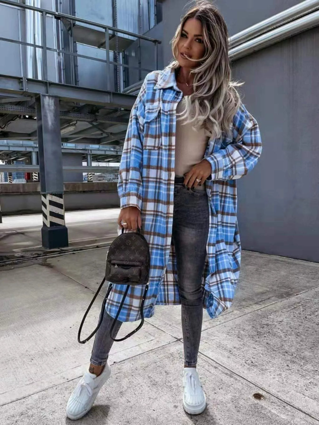 Plaid Button Up Longline Shacket (9)