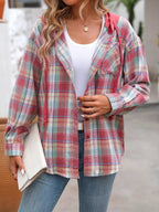 Hooded Plaid Button-up Shirt (26)