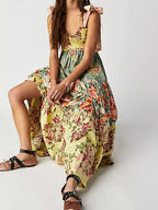 Printed V-neck Tie Shoulder Cami Dress (8)