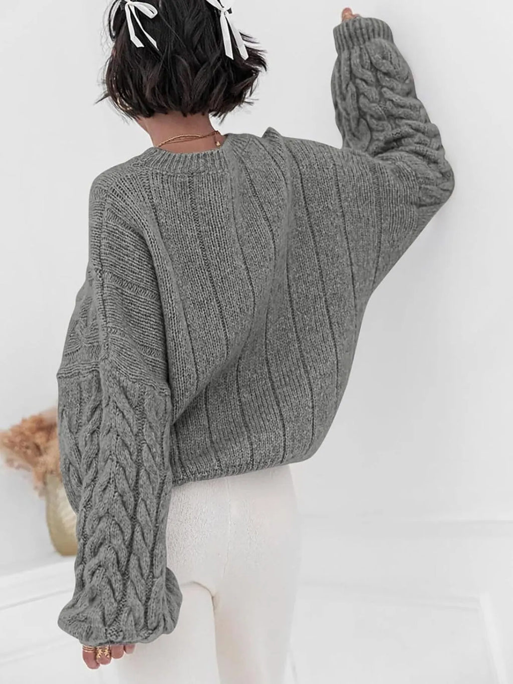 Cable Knit Long Sleeve Sweater (15)
