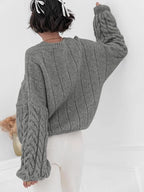 Cable Knit Long Sleeve Sweater (15)