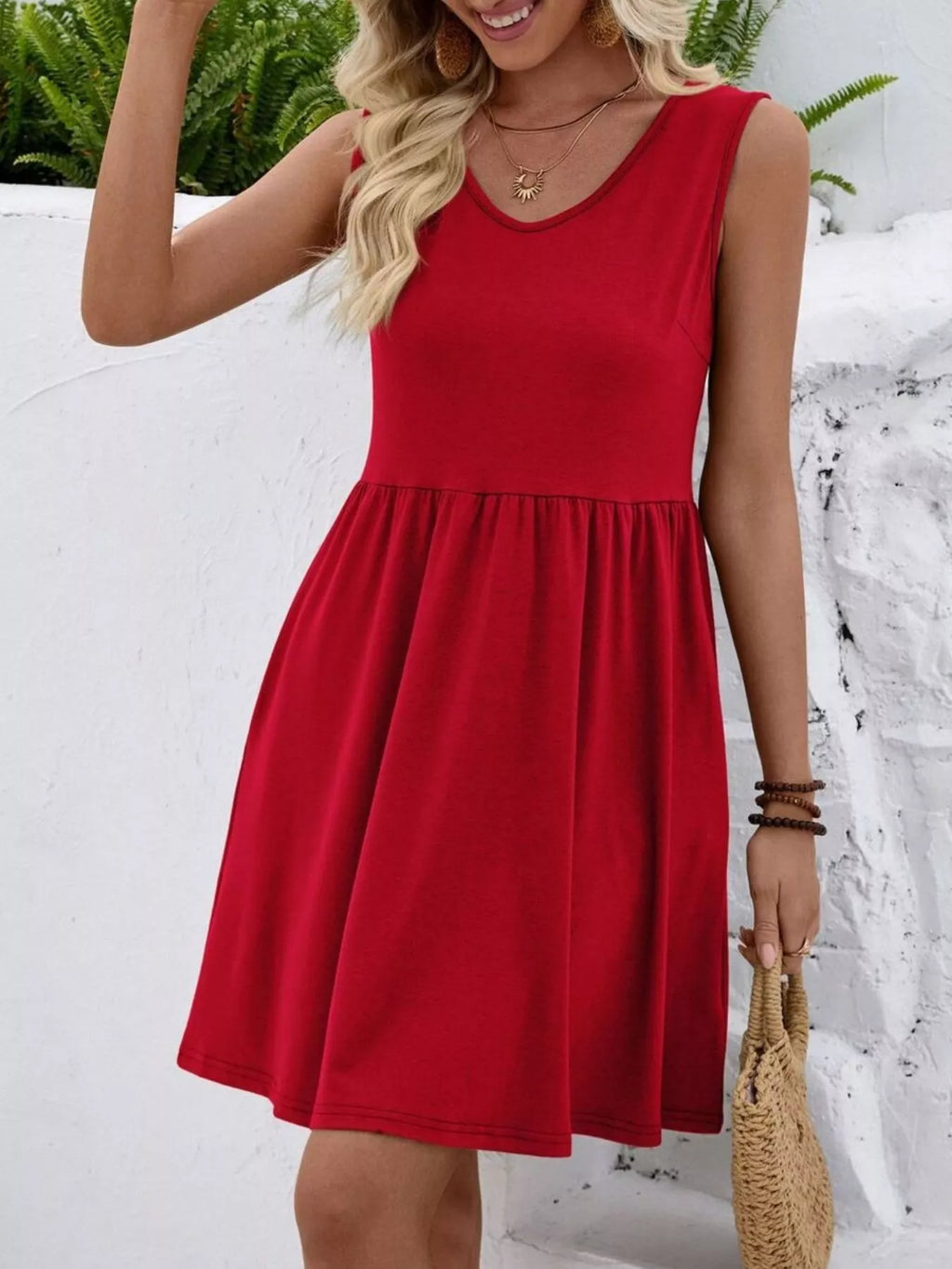 V-neck Sleeveless Mini Dress (9)