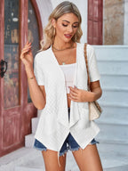 Eyelet Open Front Short Sleeve Cover Up (8)