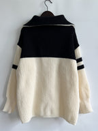 Ribbed Two-tone Half Zip Sweater (9)