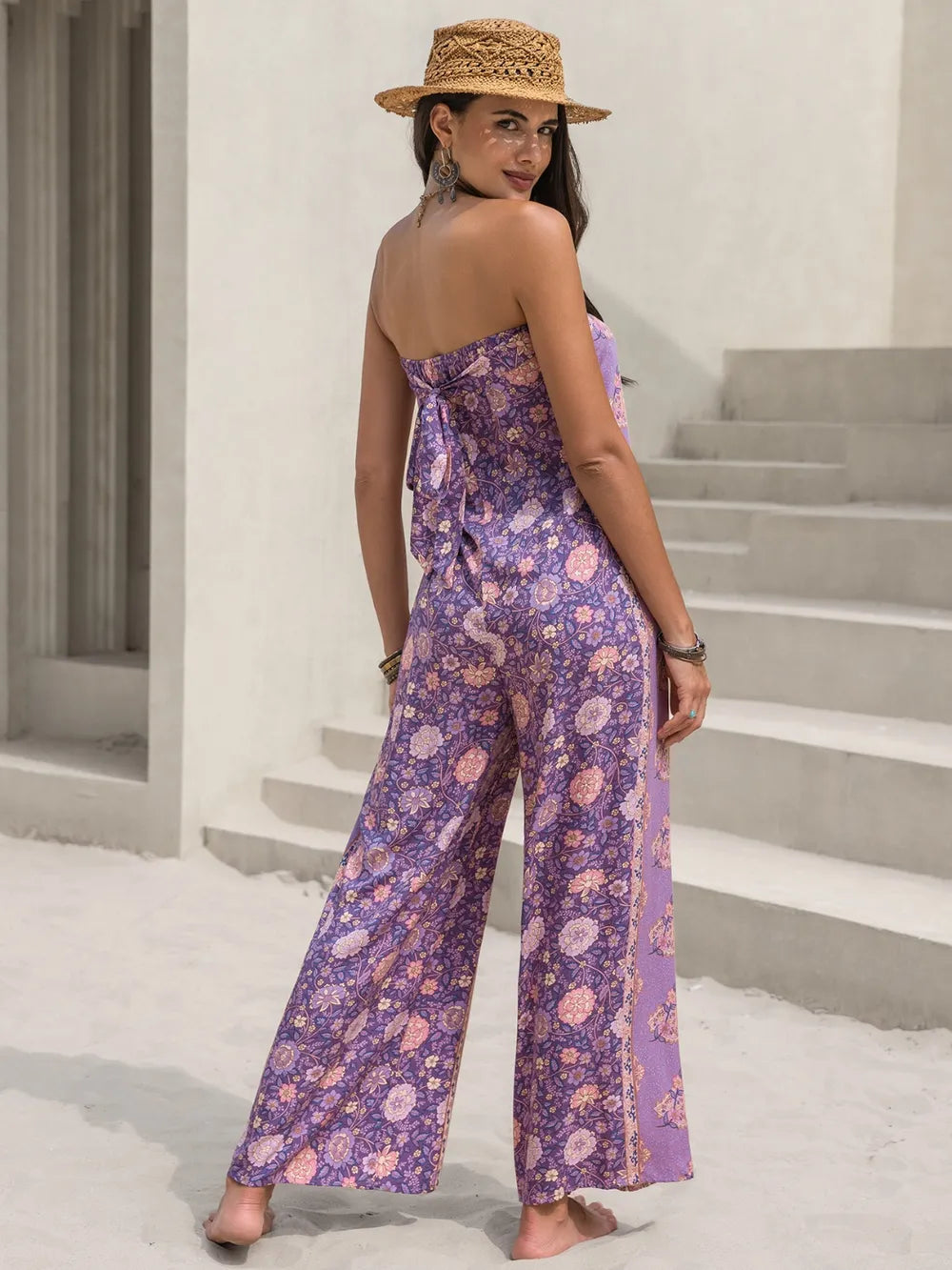 Tied Printed Tube Wide Leg Jumpsuit (2)