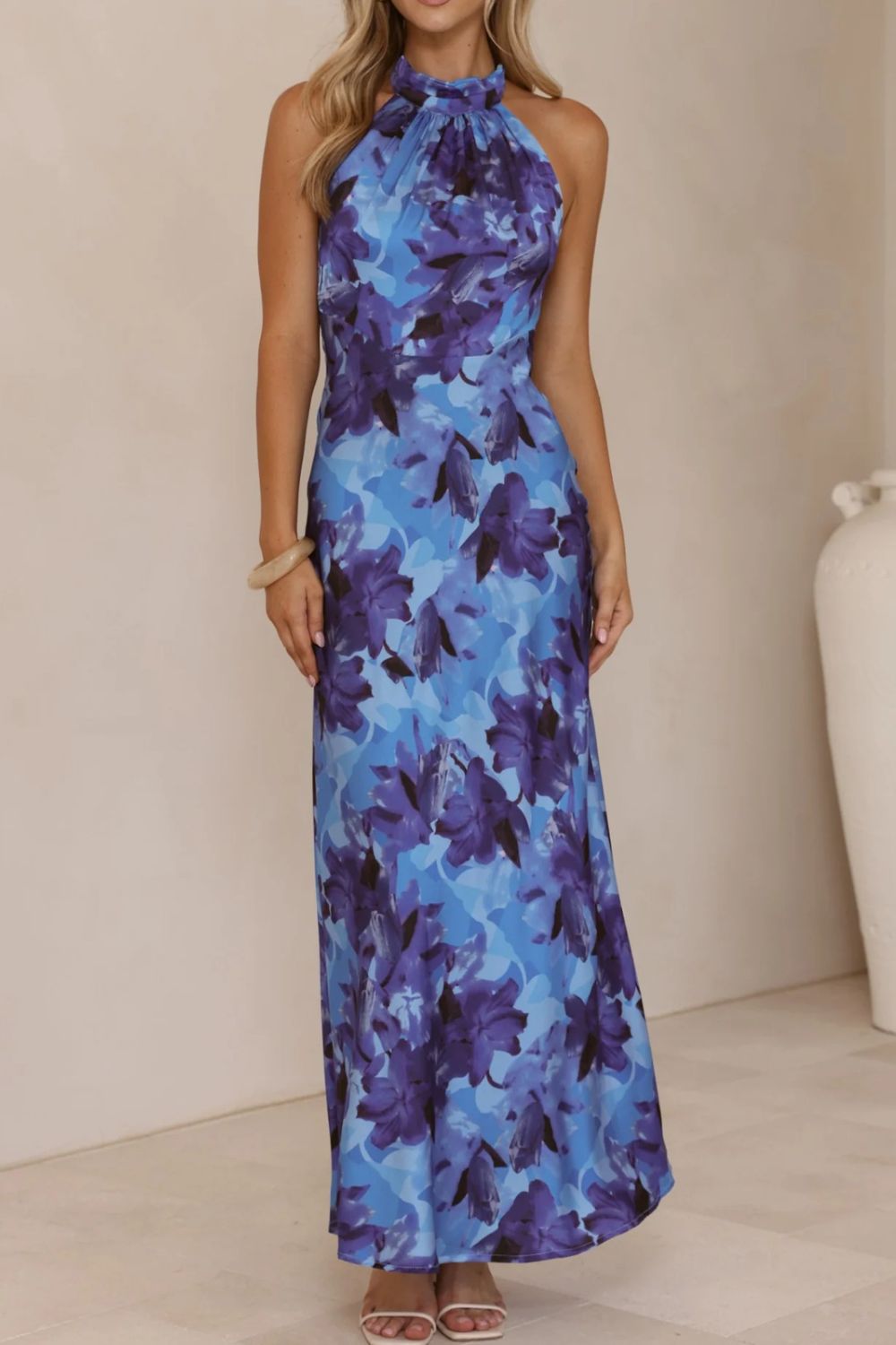 Floral Print Halter Neck Maxi Dress (28)