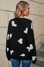 Heart Round Neck Dropped Shoulder Sweater (12)