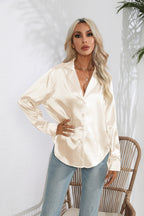 Lapel Collar Button Up Long Sleeve Shirt (17)