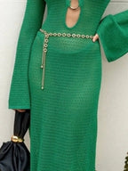 Slit Plunge Flare Sleeve Cover-up Dress (14)