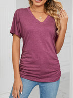 Casual V-neck Short Sleeve T-shirt (12)