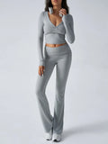 Ruched Long Sleeve Top Pants Set
