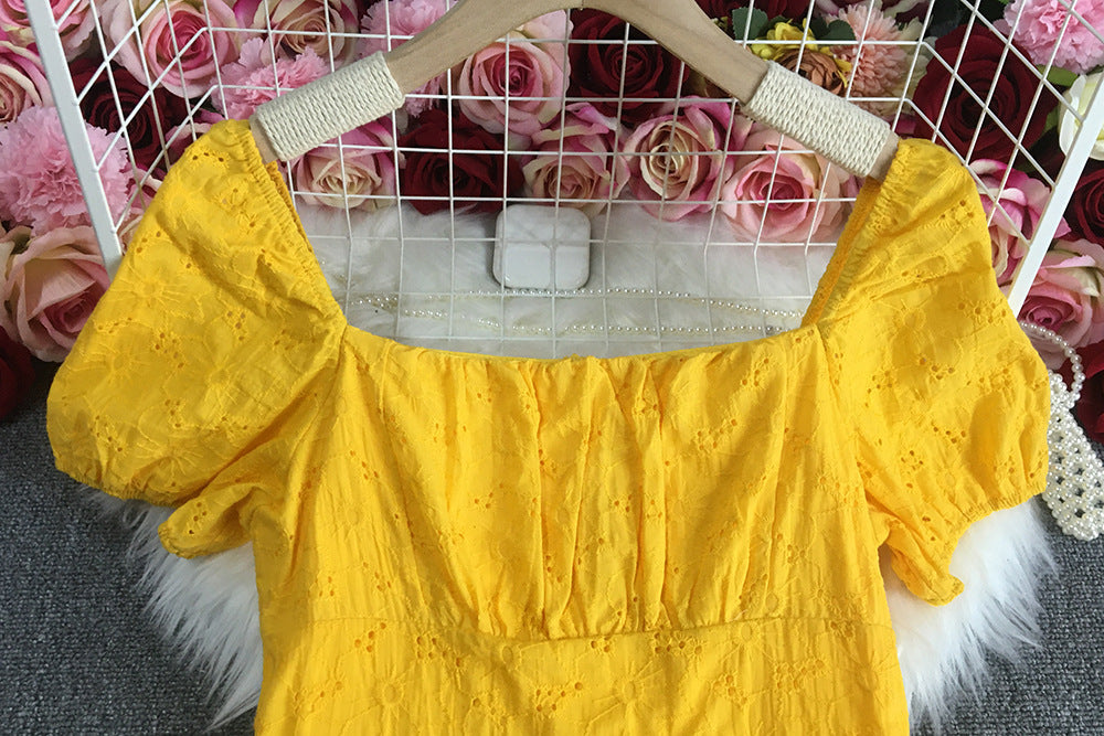 French Lace Neck Waist Square Dress photo 2