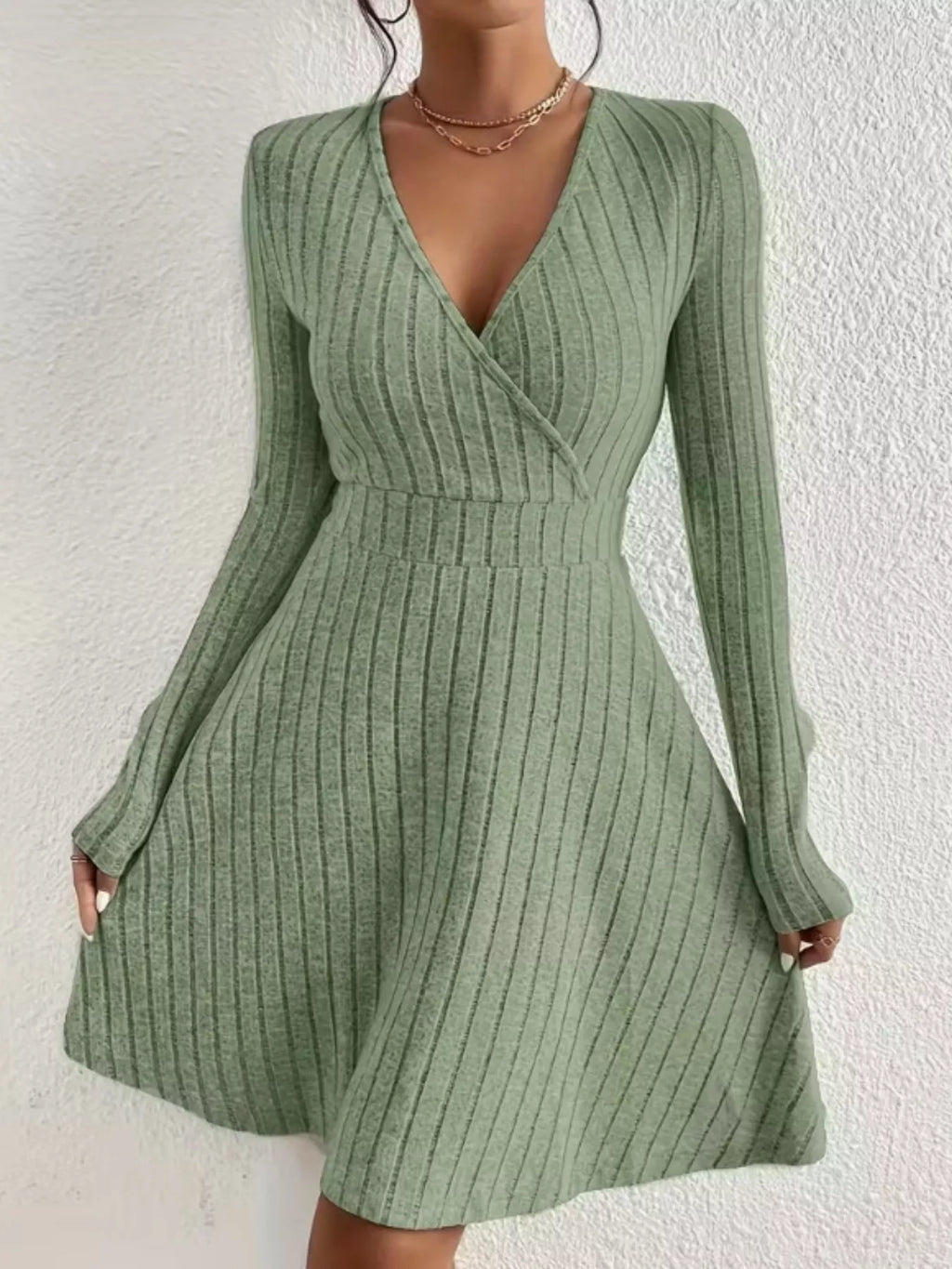 Ribbed Knit Wrap Mini Dress (18)