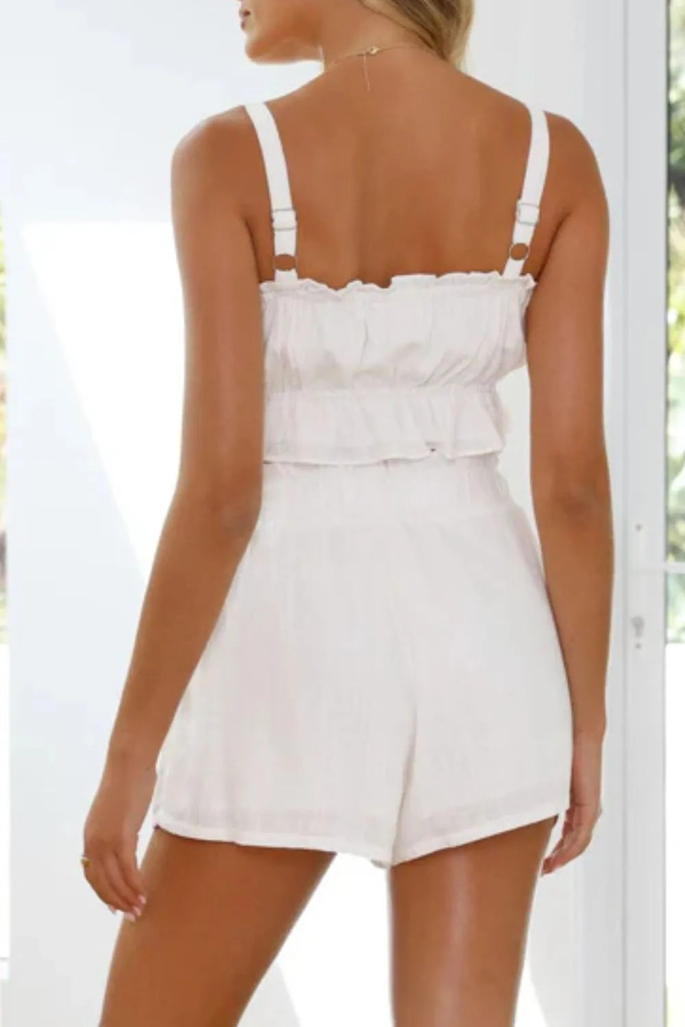 Ruffled Square Neck Cami Shorts Set (25)