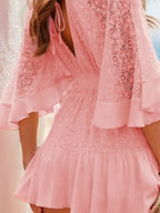 Ruffle Hem Tie Back Lace Mini Dress (9)