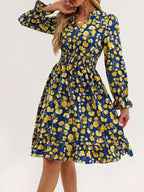 Floral Notched Flounce Sleeve Dress (18)