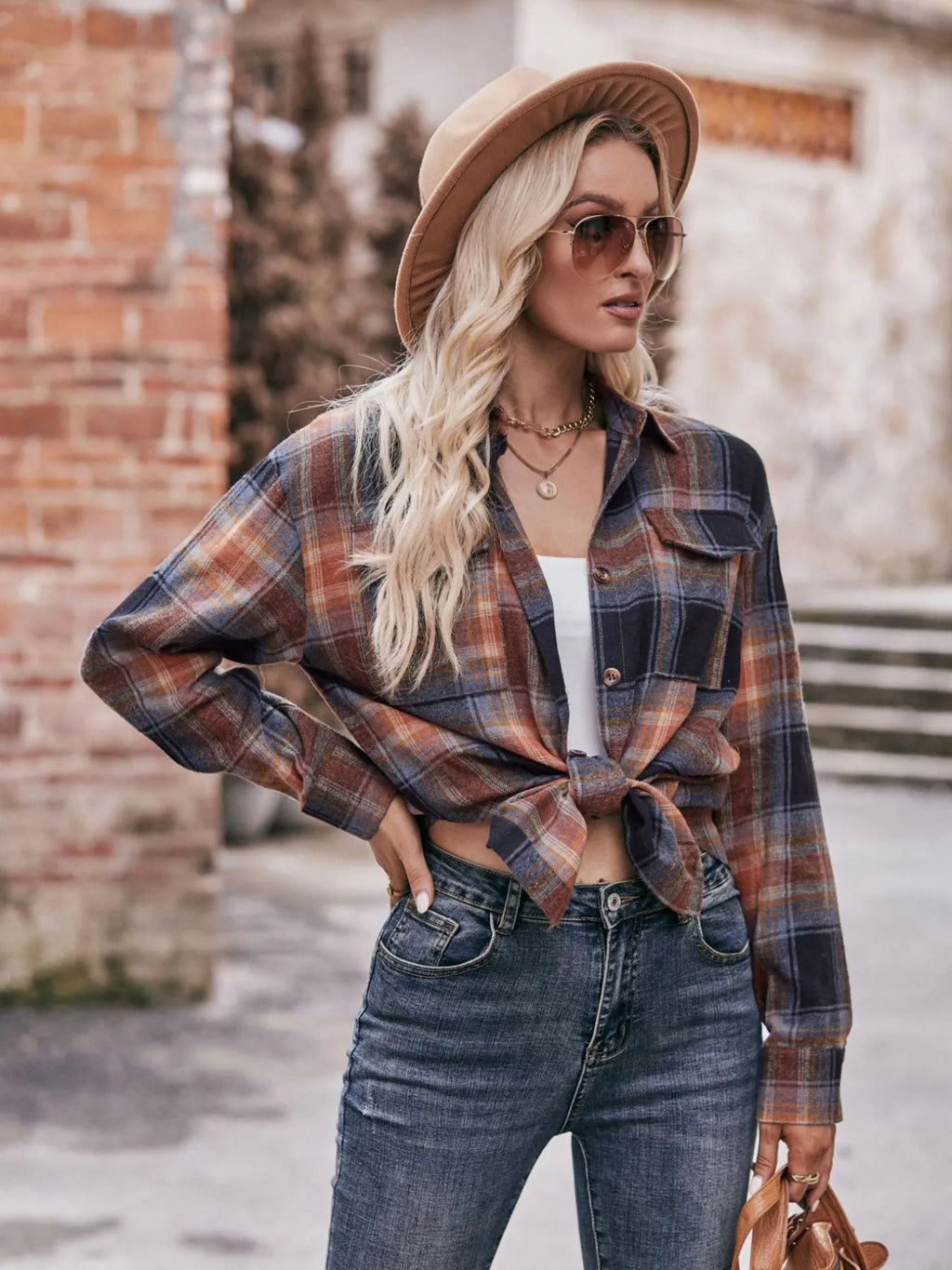 Plaid Button-down Long Sleeve Shirt (24)