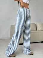 Striped Wide Leg Drawstring Pants (20)